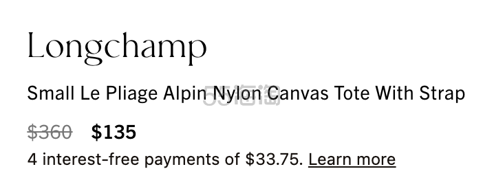 Longchamp 龙骧 小号 Le Pliage Alpin 饺子包 3.8折 $135（约918元）