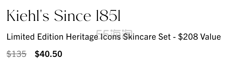 Kiehl's 科颜氏 Heritage Icons 限量护肤套装 3折 $40.5（约267元）