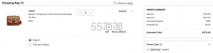 Coach 蔻驰 Madison 16 棕拼复‮山古‬茶花 7折 $175（约1158元）