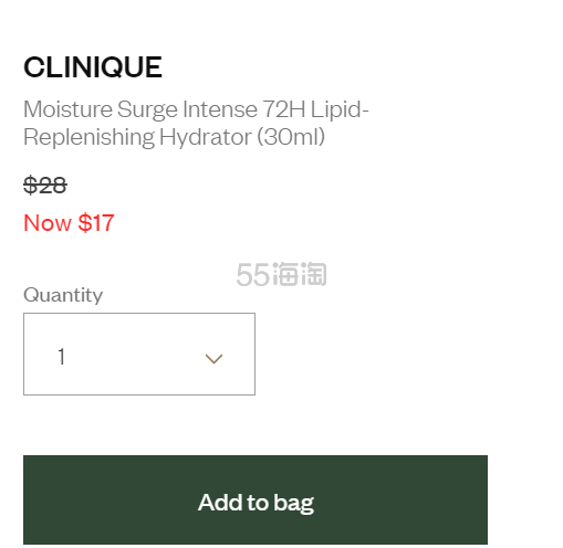CLINIQUE 倩碧72H水磁场面霜 6.1折 $17（约112元）
