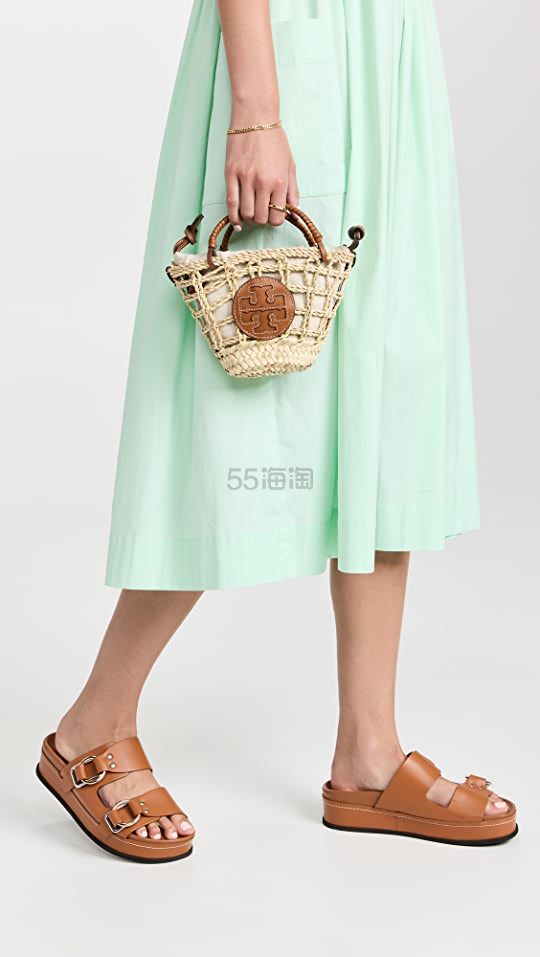 tory burch ella 草编镂空水桶包托特包