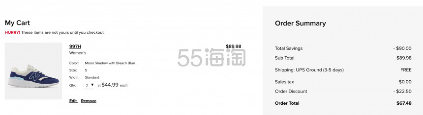 New Balance 新百伦 997H 女款运动鞋 3.7折 $33.74（约229元）