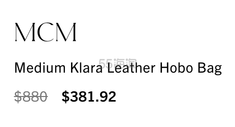 MCM 中号 Klara 皮革流浪包 4.3折 $381.92（约2534元）
