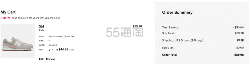 New Balance 新百伦 574 大童款休闲鞋 4.8折 $33.74（约230元）