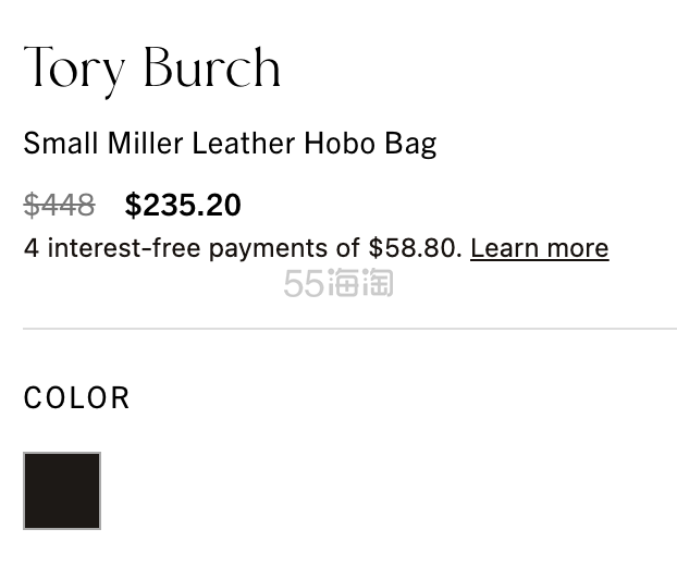 Tory Burch 汤丽柏琦新款 Miller Hobo包 黑色 5.3折 $235.2（约1558元）